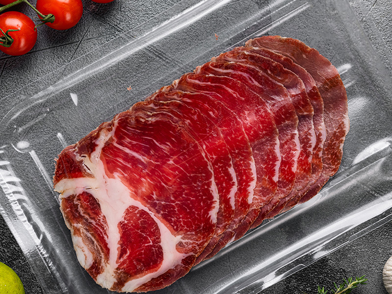 Ham in plastic packaging made from Lucofin