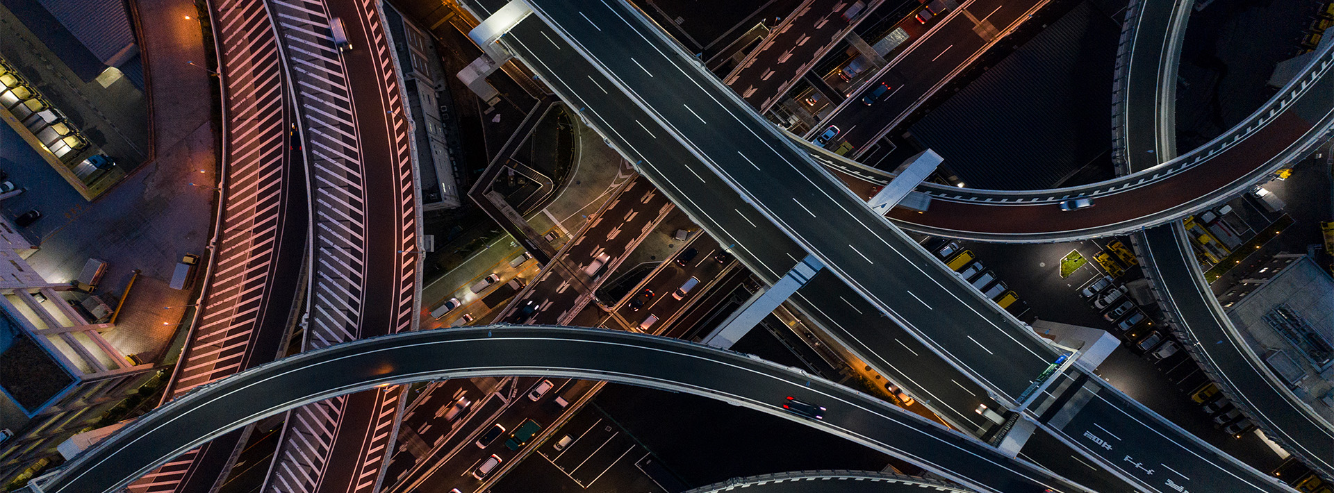 A bird's eye view of intersecting roads