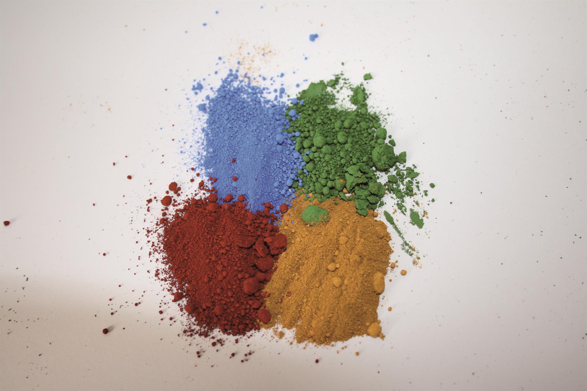 Lucolor color pigments on a white background