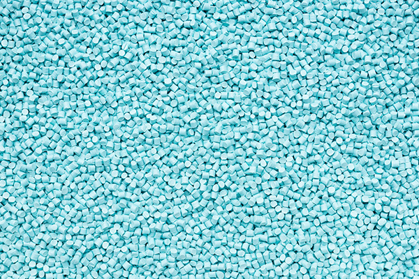 Blue Lucofin plastic granules
